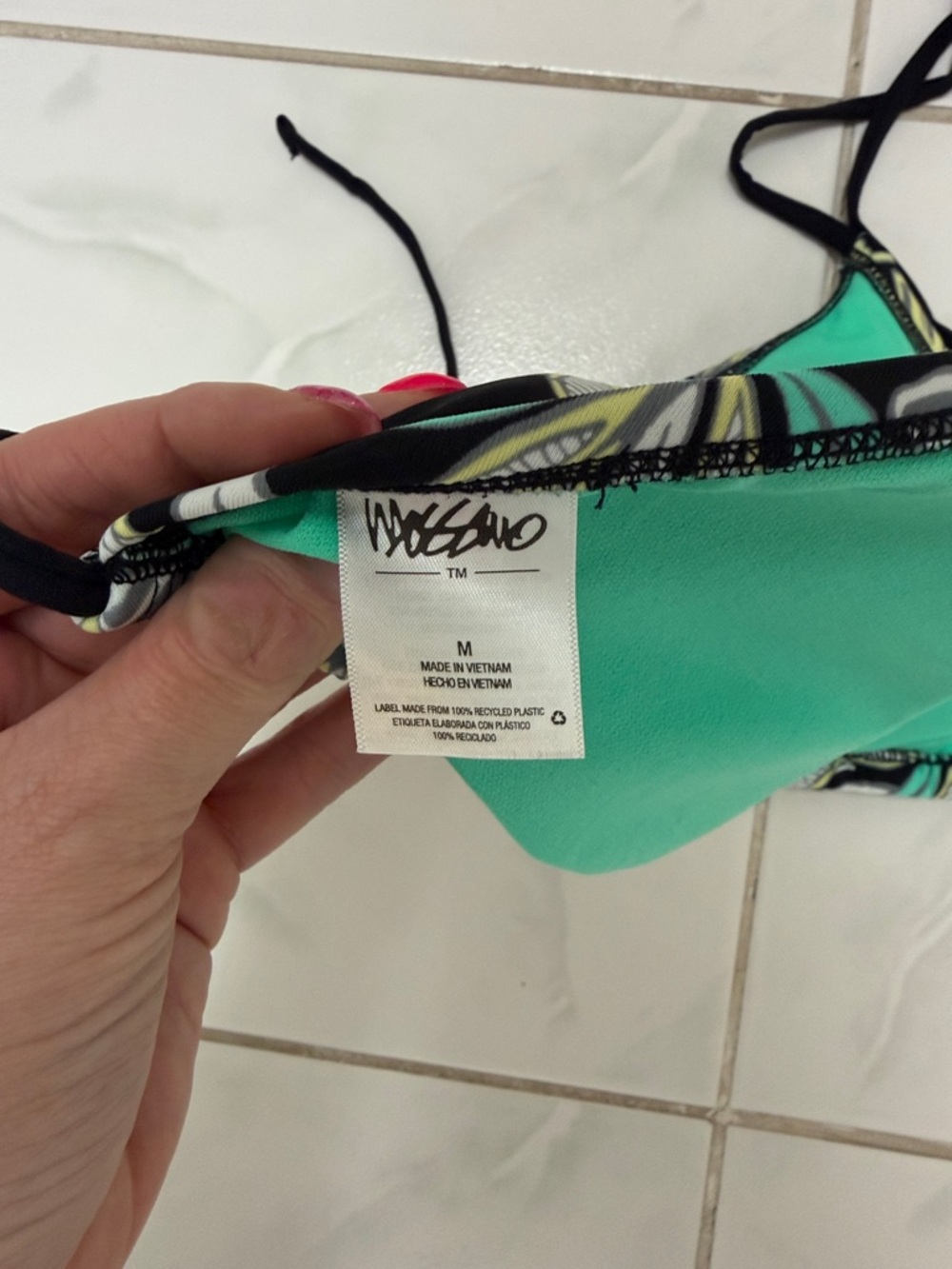 Women's Black Tropical Print Triangle Bikini Top - Picture 3 of 3